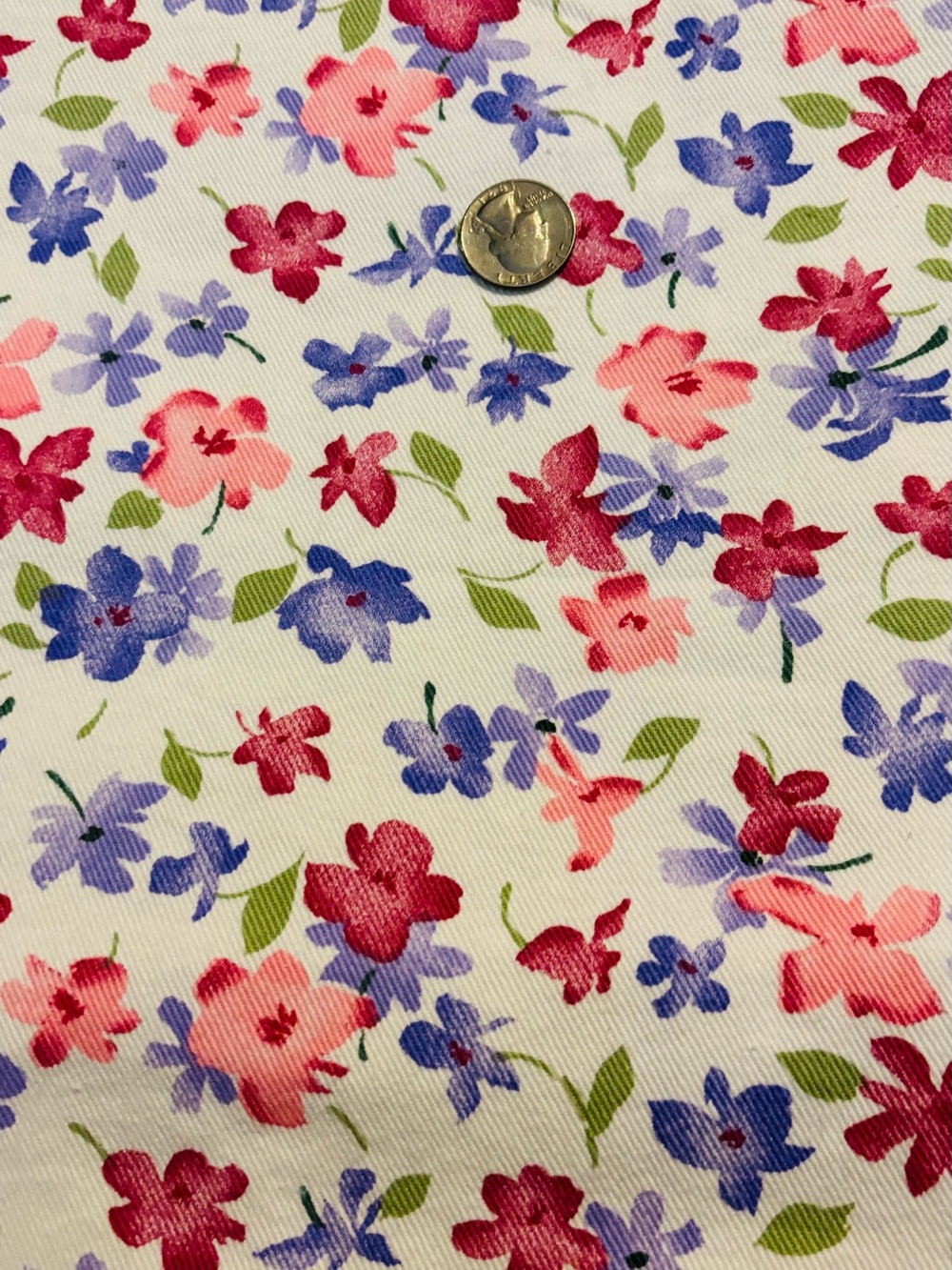 Vintage Beautiful Floral Demin Fabric  Sold by the Yard 36”x45”